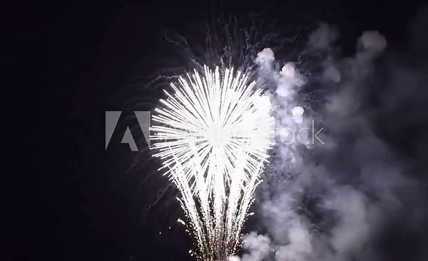 Exploding fireworks illuminate the night sky with celebratory bursts, perfect for holiday events or festive occasions