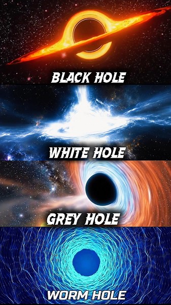 Black Hole vs White Hole vs Wormhole vs Grey Hole 🌌 #space #blackhole #universe