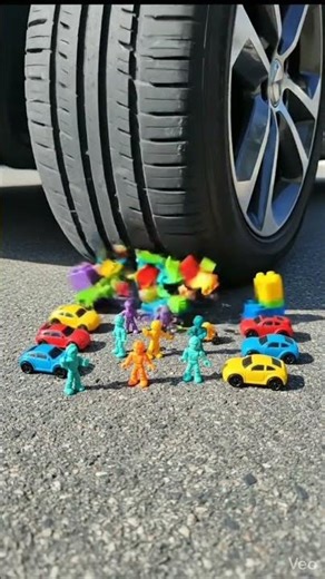 ASMR Car Tire Crushing Mini Toys 🧸 | Satisfying Slow Motion #shorts