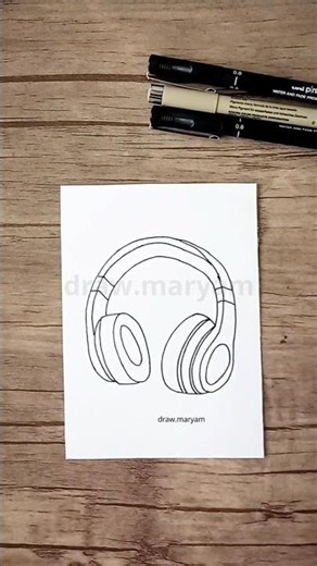 How to Draw Headphones | Easy Tech Line Art Tutorial