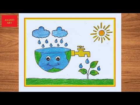 World Water Day Poster Drawing | Water Conservation Drawing Competition | Stop Water Waste Poster