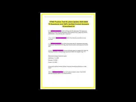 VTNE Practice Test B Latest Update 2025 2026 75 Questions and 100 Verified Correct Answers Guarantee