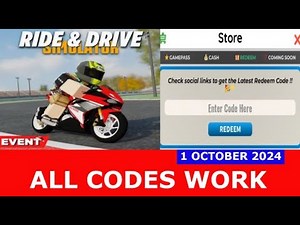 *ALL CODES WORK* [🎉 UPD] Ride and Drive Simulator ROBLOX | OCTOBER 1, 2024