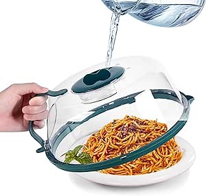 Microwave Cover with Water Steamer, Microwave Splatter Cover, 10 Inch Plate Covers with Integrated Handle Splatter Guard, Kitchen Gadgets & Accessories, House Essentials for Gift