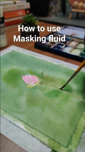How to use masking fluid watercolor/ Use of masking fluid #artskills #watercoloring #ytshorts