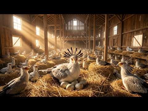 Inside a Massive Secretary Bird Mega Farm | Feeding, Breeding & Advanced Monitoring System