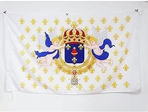 Kingdom of France Sacred Heart Flag 3' x 5' for a pole - French Catholic Royal - Jesus flags 90 x 150 cm - Banner 3x5 ft with hole - AZ FLAG
