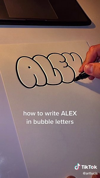 ALEX in bubble letters 🤩 #art #fyp #drawing