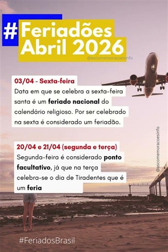 (atualizado) feriadões de abril 2026