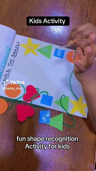Simple shapes matching Activity for toddlers , you can create this at home. Materials used. -colour papers, -glue sticks, -Velcro tape, #kidsactivity #shapes #matchingshapesactivity #momoftoddlers
