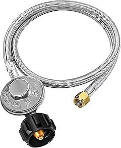 GasSaf 3FT Propane Regulator with Hose, Low-Pressure Propane Regulator Hose Gas Grill Parts for Weber Gas Grills, Blackstone Grills, Heaters, Fire Pits, and More - 3/8" Female Flare Nut