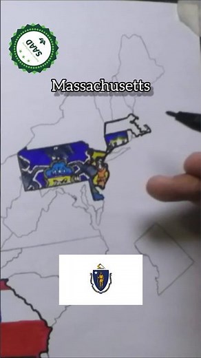 Massachusetts flag map drawing