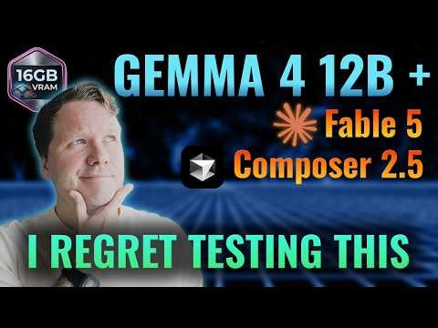 Gemma4 12B Coder - Composer 2.5 × Fable 5 v2 vs base - 16GB Local LLM setup