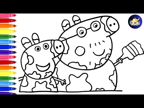 Draw And Color Peppa Pig And Daddy Pig Paint The Wall, How To Draw Peppa Pig