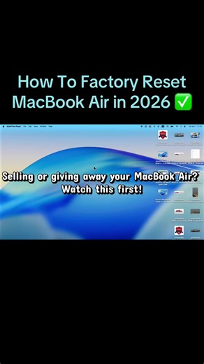 Here's exactly how to factory reset your MacBook Air in 2026 — step by step, no experience needed!. Works on all MacBook Air models ✅ Watch till the end for the full reset! 💯 #macbook #macbookair #apple #techtips #mac