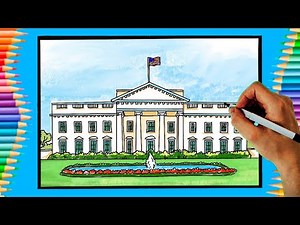 How to draw and color The white house | Step by step ‪@tamsartstudio‬ #usa #architecturaldrawing