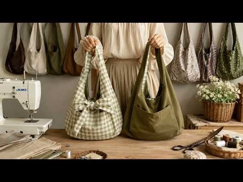BEGINNER friendly HOBO bow bag sewing tutorial(no zipper, no quilting) EASY Step-by-step tutorial.