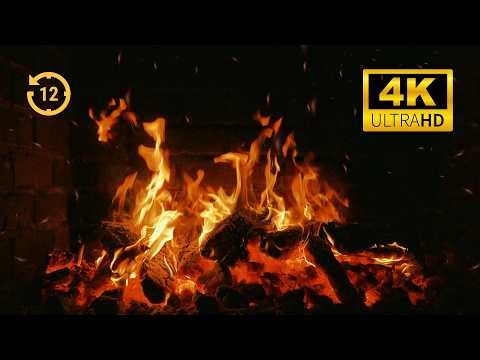 4K Ultra HD Cozy Fireplace 🔥 Real Wood Burning Sounds, No Music, No AI, 12H Sleep & Study Ambience