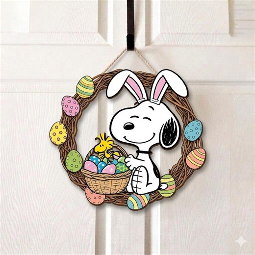 Snoopy and Woodstock Easter Day Front Door Decor, Welcome Sign, Snoopy Door Hanger, Easter Decor - Etsy