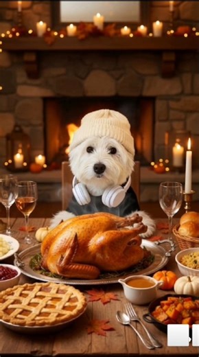 When a Dog Celebrates Thanksgiving Like a Human 🐶🍗”