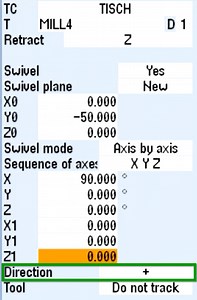 It's a Siemens controller. The A axis comes in the right direction and then turns in the opposite direction.