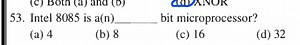 Intel 8085 is a(n) \qquad bit microprocessor?(a) 4(b) 8(c) 1... | Filo