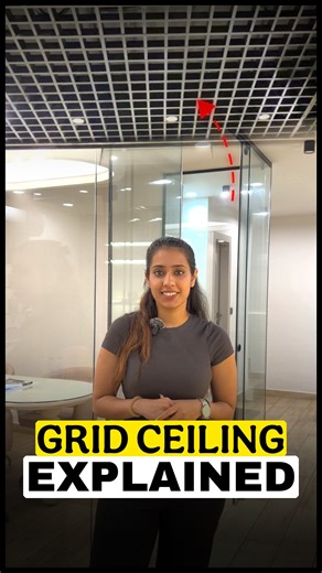 EKA Studio by Sana on Instagram: "This is a grid ceiling – simple, modern and super useful. It’s light in weight, colors can be customized, and the powder coat makes it strong and sleek. The panels are 2x2 and fit easily in the frame, hung with GI wires. It gives a clean look, helps in air circulation, and makes maintenance easy too. The installation process is very easy & fast. Grid ceiling Ceiling design Ceiling wallpaper PVC ceiling PVC ceiling interior interior design ceiling interior design