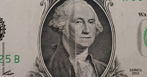 US President Washington on United States. American one dollar paper banknote front side zoom in close up macro. 1 Dollar Close up. Zoom of 1 USD Bills. Details of the American One dollar banknote.