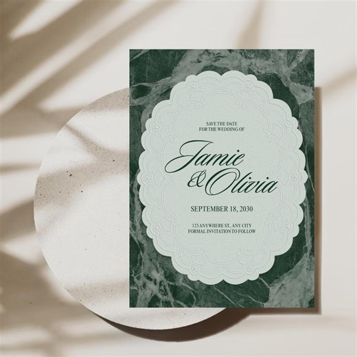 Green Marble Lace Invitation, Wedding, Engagement, Birthday, Save the Date, Editable, Customizable - Etsy