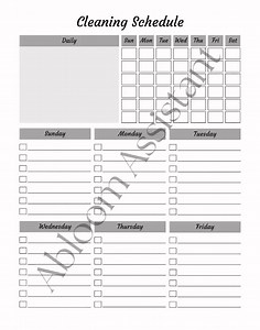 Cleaning Planner and Schedule House Cleaning Checklist Daily Cleaning Organizer Cleaning Routine Chart Home Cleaning Planner Weekly Chore
