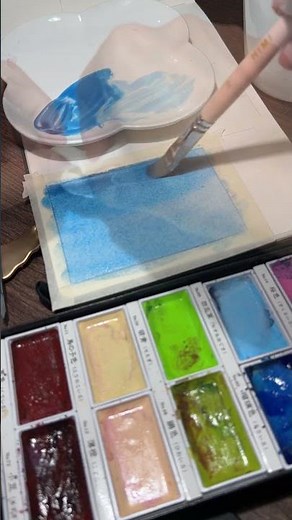Using Kuretake Gansai Tambi to Paint Watercolor Clouds