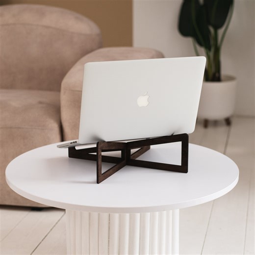 Wooden Laptop Stand for Desk, Ergonomic Laptop Riser, Adjustable Style Wood Computer Stand, Minimalist Office Desk Organizer, Work From Home - Etsy