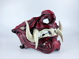 Samurai Oni Japanese Mask - Red - Etsy