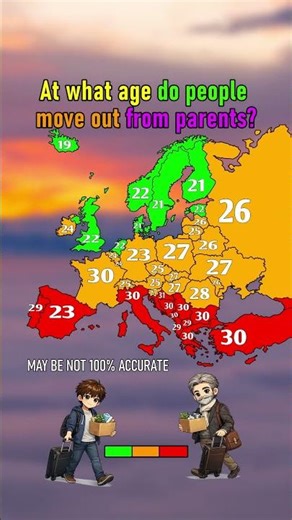 At what age are you planning moving out? #map #home #parents #facts #europe