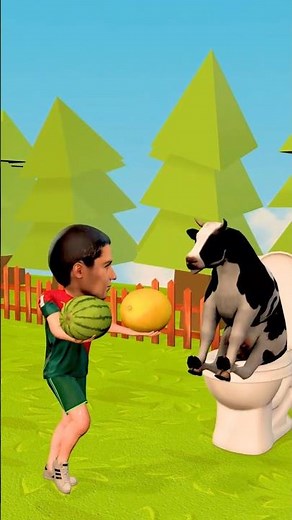 Funny Cow and Elephent Go to the Toilet! #cowfunny #animals #shorts