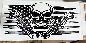 Mechanic Skull With American Flag - Etsy
