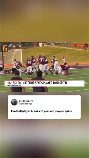 Jean the Baptist 🇺🇸🇸🇳🇫🇷 on Instagram: "🇺🇸 - A #Michigan high school athlete’s spine was fractured during a junior varsity football game when a boy twice his size leaped up and flattened him. The teen boys were on opposing teams during a JV game between Lakeshore and Kalamazoo Central High Schools and had just finished a play when the larger one seemingly crossed a line. (September 2025)"