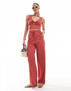 ONLY Tall wide leg pants in rust - part of a set   | ASOS