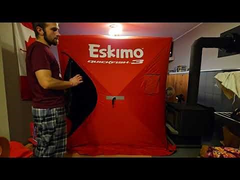 Eskimo QuickFish 3 Ice Fishing Tent Shelter Hut Unboxing Review Setup