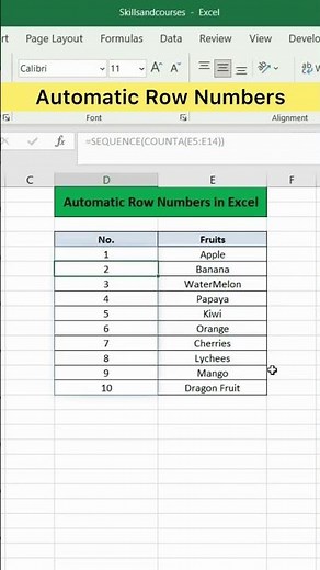 Automatic row numbers in Excel | Advanced Excel Formula #excel #exceltutorial #exceltips