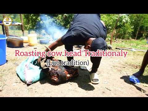 Traditional Luo Village Cooking 🇰🇪 | Roasting Cow Head on a 3-Stone Fireplace #trending #kenya