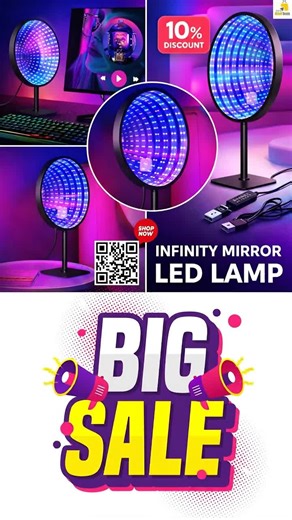Upgrade your setup with infinite vibes 🔮✨ The Infinity Mirror LED Lamp creates a stunning 3D illusion that transforms any desk, room, or gaming space 🌈🎮 🔥 10% OFF – Limited Time 🛒 Tap to Shop #GamingSetup #DeskSetup #SetupGoals #RGBSetup #GamerRoom #TechDecor