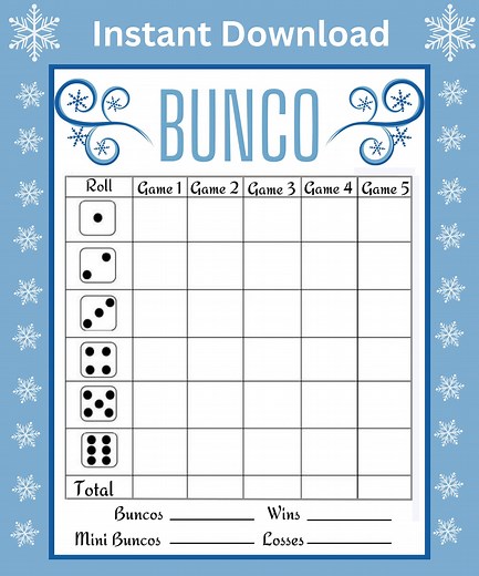 Winter Bunco Game: Printable Score Cards & Tally Sheet (PDF) - Etsy