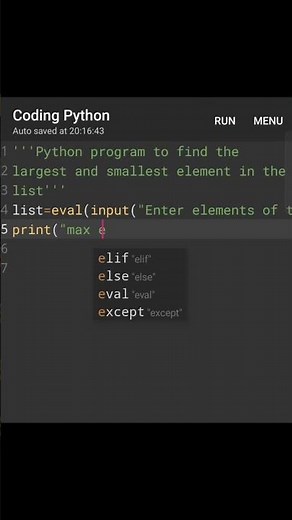Finding max and min element in the list in Python #shorts#list#python#pythontutorialforbeginners