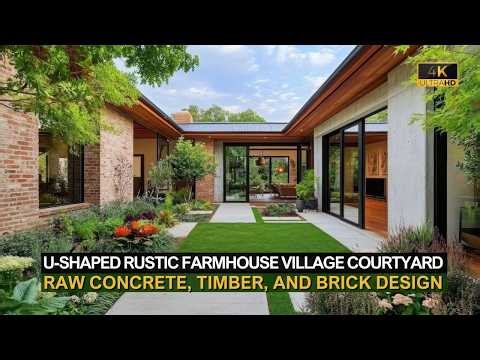 Why U-Shaped Rustic Farmhouse Village Courtyard Highlighting Raw Concrete, Timber, and Brick