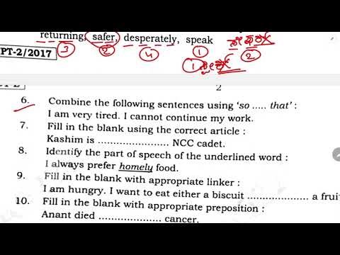 SSLC ENGLISH Preparatory Exam Answers Grammar Questions explain in Kannada 2026