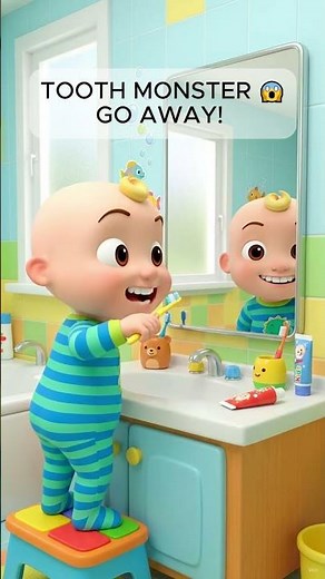 Brush Your Teeth Song 🪥👾 | Fight the Germs Monster | Toddler Learning Video #shorts #toddlerlearning
