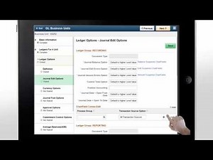 PeopleSoft Fluid General Ledger Business Unit Management