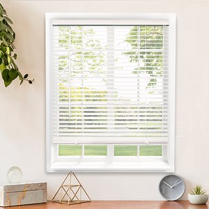 Chicology 27"W x 72"H Cordless Vinyl Mini Blinds 1 in Slats Light Filtering White Easy Install