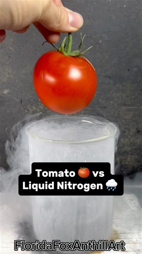 Tomato 🍅 vs Liquid Nitrogen 🌧️ #Satisfying #Experiment #Science #ASMR #LiquidNitrogen